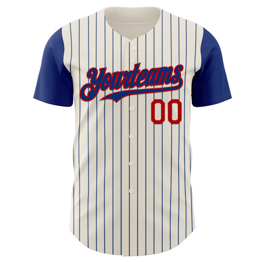 Custom Cream Royal Pinstripe Red Authentic Two Tone Baseball Jersey - Sky-Custom