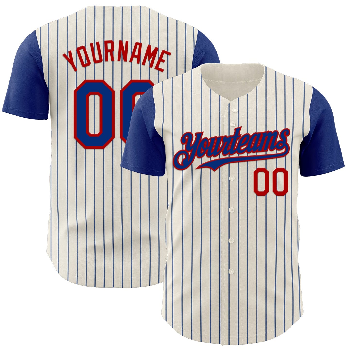 Custom Cream Royal Pinstripe Red Authentic Two Tone Baseball Jersey - Sky-Custom