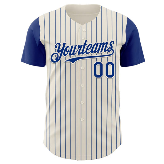 Custom Cream Royal Pinstripe Royal Authentic Two Tone Baseball Jersey - Sky-Custom