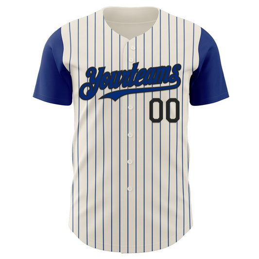 Custom Cream Royal Pinstripe Black Authentic Two Tone Baseball Jersey - Sky-Custom