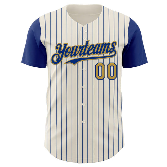 Custom Cream Royal Pinstripe Old Gold Authentic Two Tone Baseball Jersey - Sky-Custom