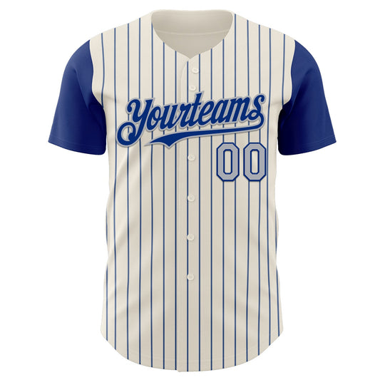 Custom Cream Royal Pinstripe Gray Authentic Two Tone Baseball Jersey - Sky-Custom