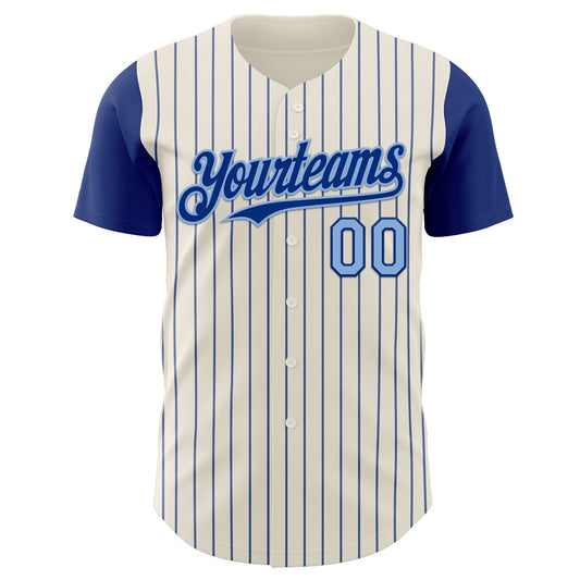 Custom Cream Royal Pinstripe Light Blue Authentic Two Tone Baseball Jersey - Sky-Custom