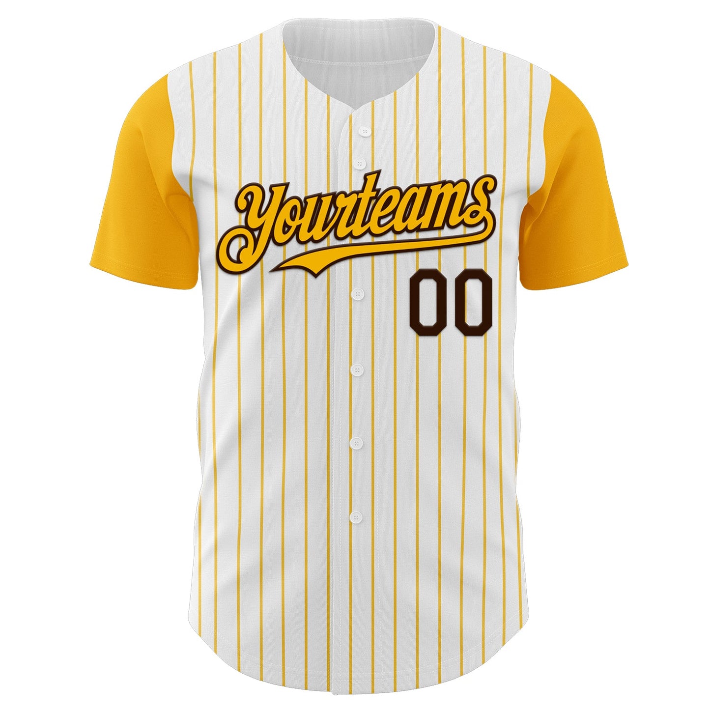 Custom White Gold Pinstripe Brown Authentic Two Tone Baseball Jersey - Sky-Custom