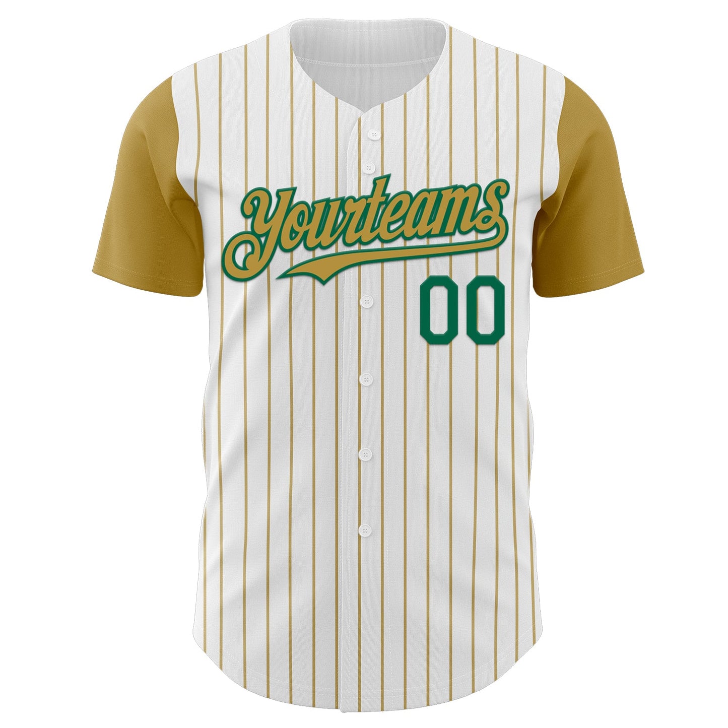 Custom White Old Gold Pinstripe Kelly Green Authentic Two Tone Baseball Jersey - Sky-Custom