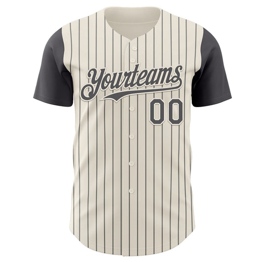 Custom Cream Steel Gray Pinstripe Steel Gray Authentic Two Tone Baseball Jersey - Sky-Custom