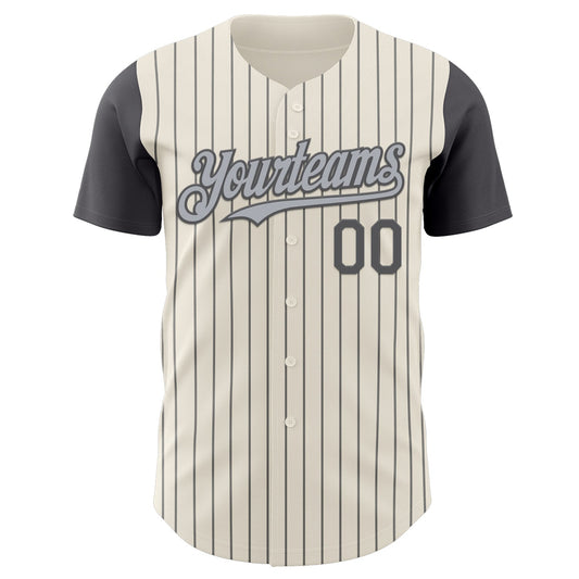 Custom Cream Steel Gray Pinstripe Gray Authentic Two Tone Baseball Jersey - Sky-Custom