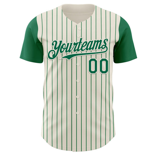 Custom Cream Kelly Green Pinstripe Kelly Green Authentic Two Tone Baseball Jersey - Sky-Custom