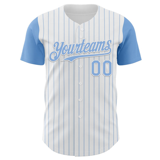 Custom White Light Blue Pinstripe Light Blue Authentic Two Tone Baseball Jersey - Sky-Custom