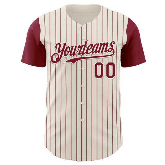 Custom Cream Crimson Pinstripe Crimson Authentic Two Tone Baseball Jersey - Sky-Custom