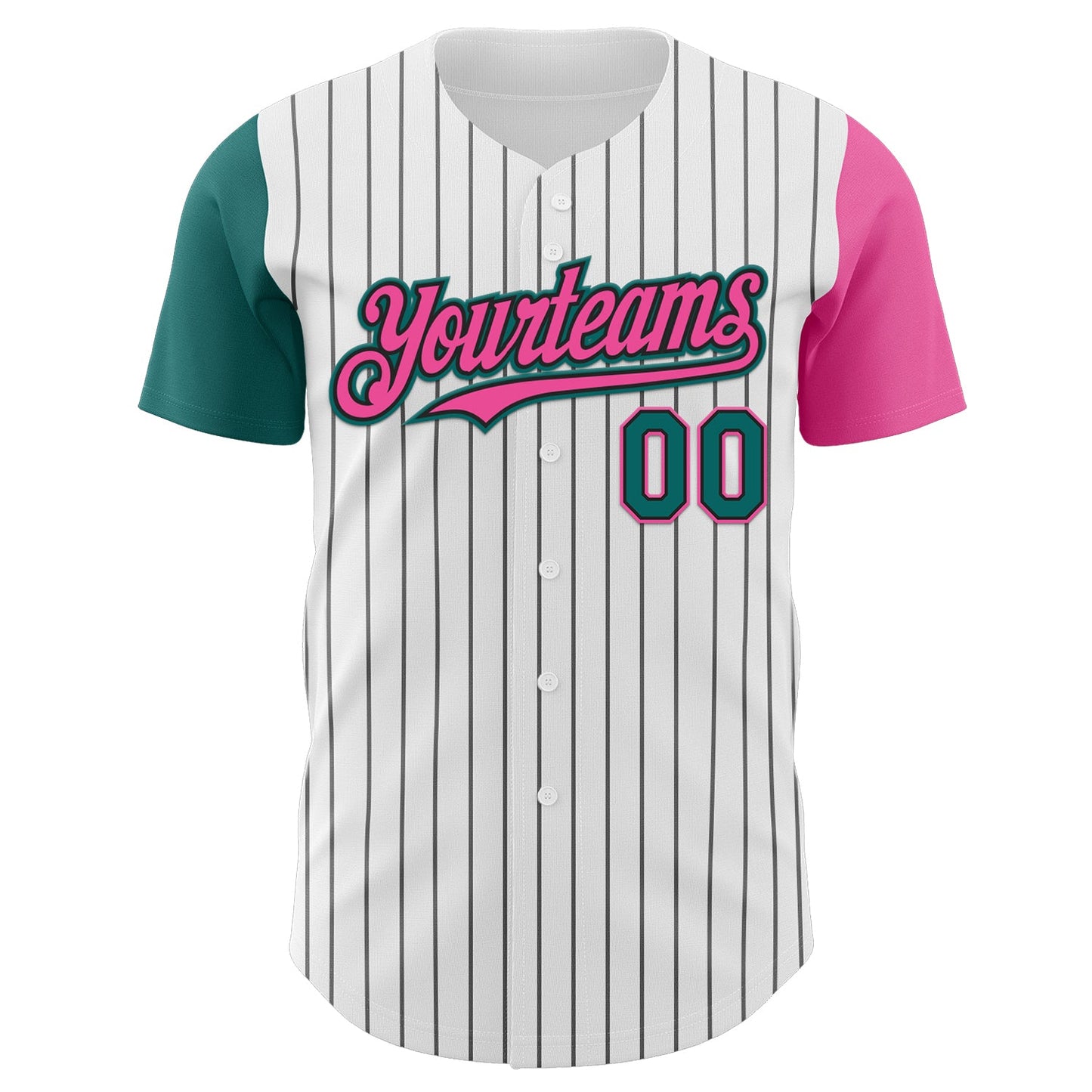 Custom White Black Pinstripe Teal-Pink Authentic Two Tone Baseball Jersey - Sky-Custom