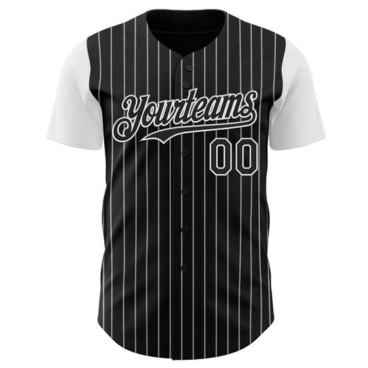 Custom Black White Pinstripe White Authentic Two Tone Baseball Jersey - Sky-Custom