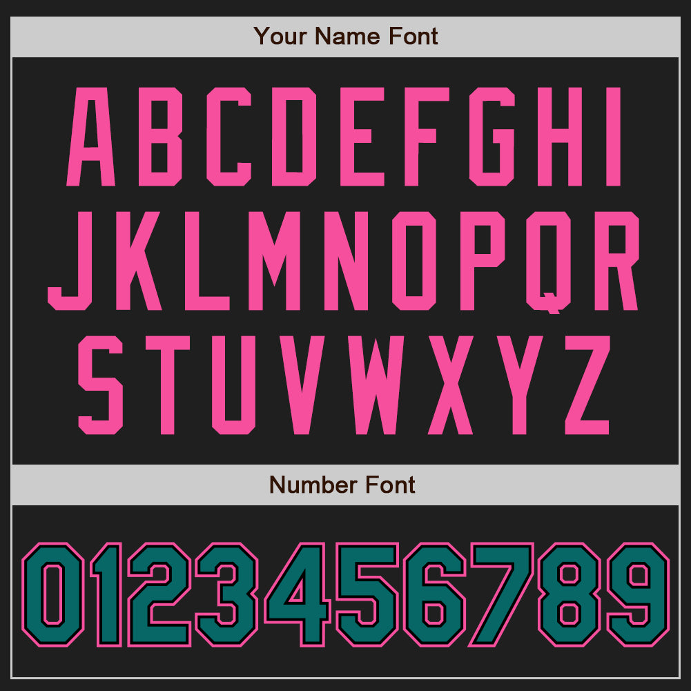 Custom Black Teal Pinstripe Pink Authentic Two Tone Baseball Jersey - Sky-Custom