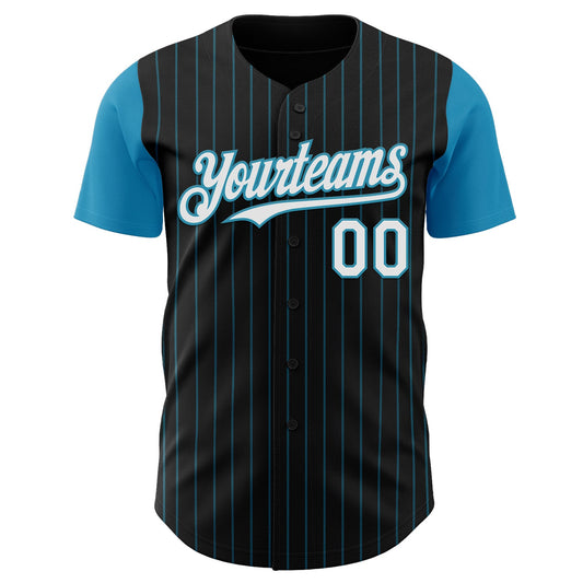Custom Black Panther Blue Pinstripe White Authentic Two Tone Baseball Jersey - Sky-Custom
