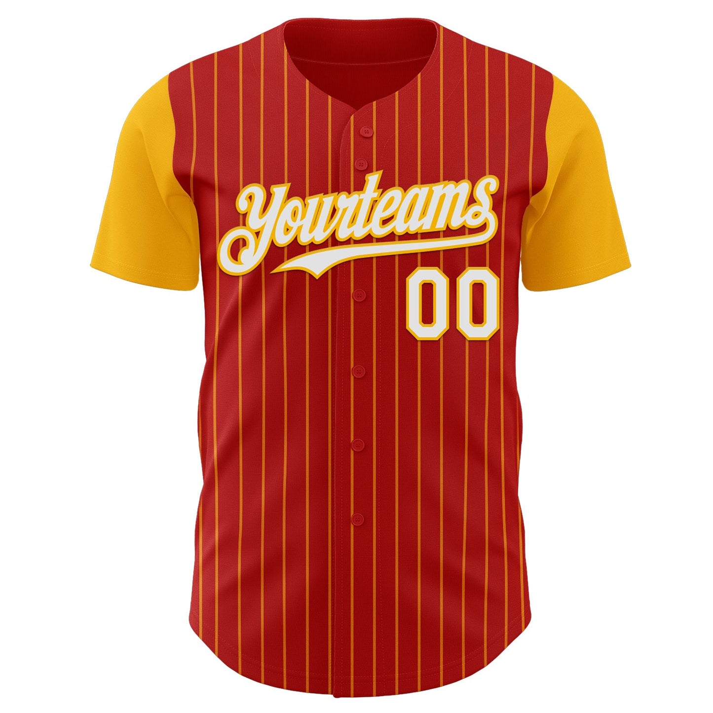 Custom Red Gold Pinstripe White Authentic Two Tone Baseball Jersey - Sky-Custom