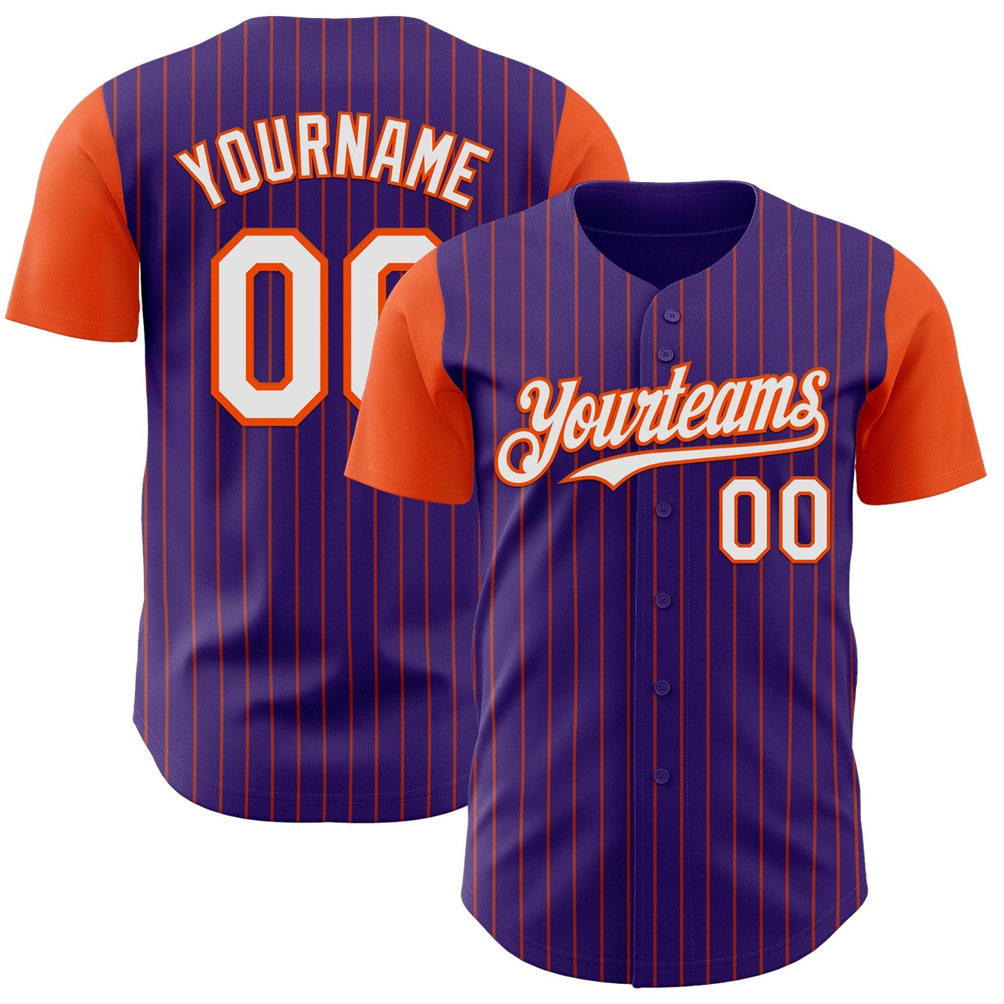 Custom Purple Orange Pinstripe White Authentic Two Tone Baseball Jersey - Sky-Custom