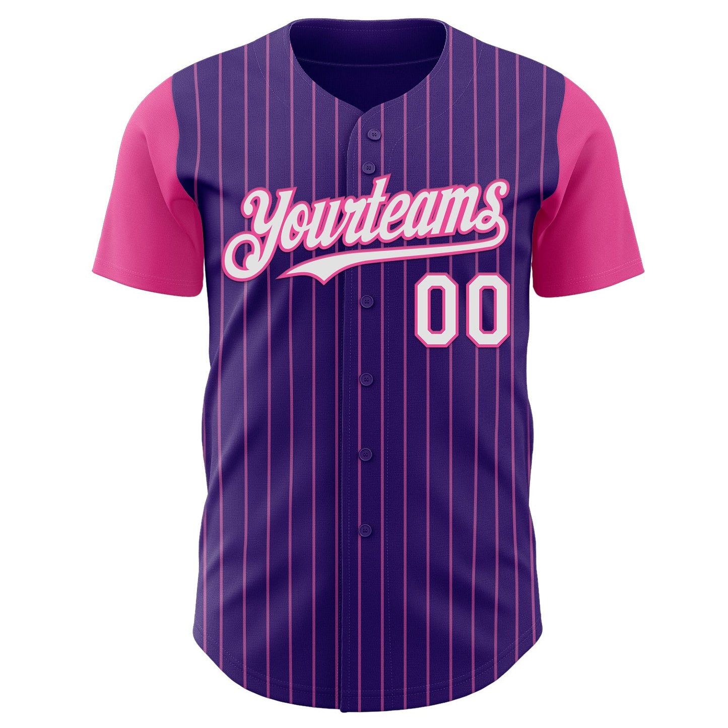 Custom Purple Pink Pinstripe White Authentic Two Tone Baseball Jersey - Sky-Custom