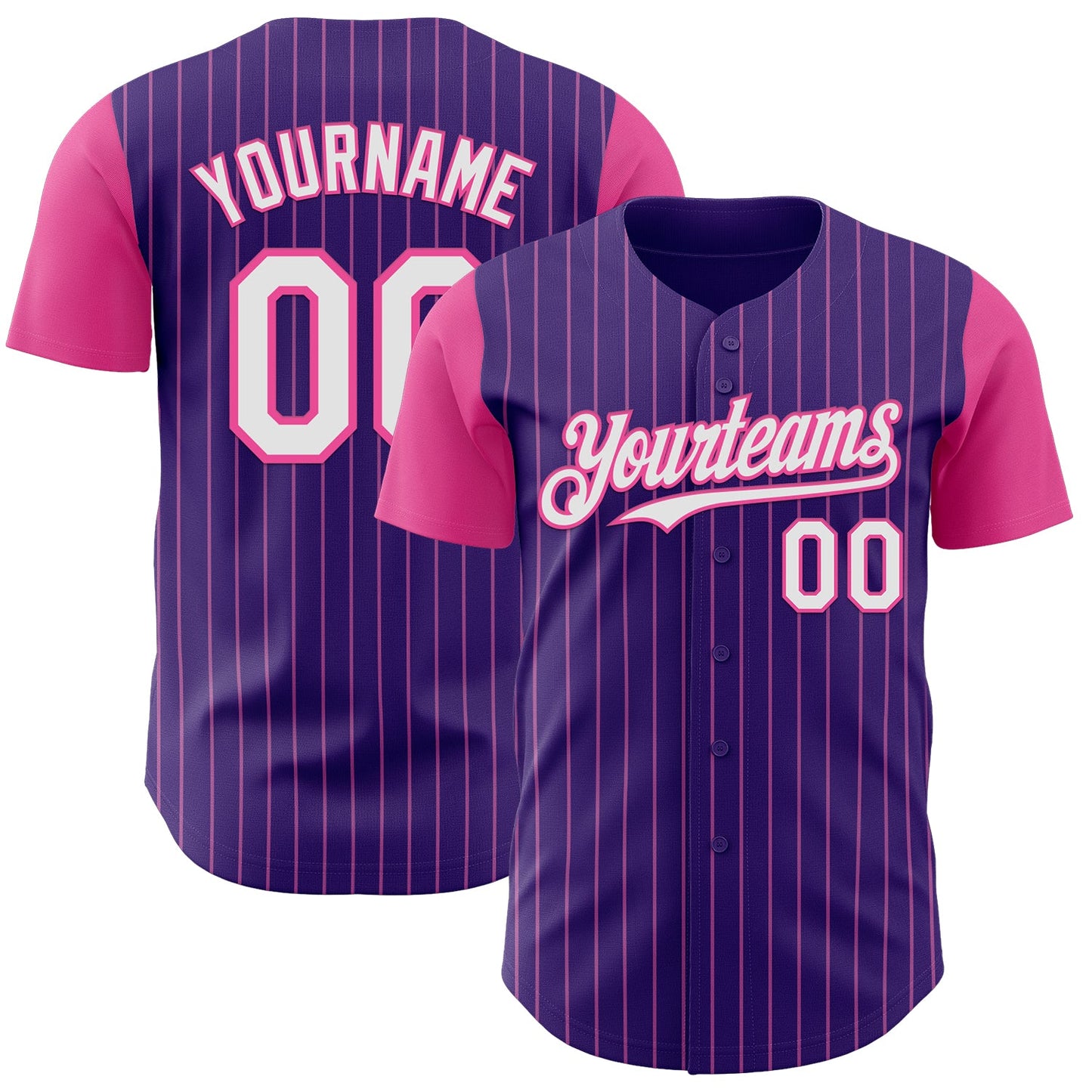 Custom Purple Pink Pinstripe White Authentic Two Tone Baseball Jersey - Sky-Custom