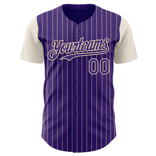 Custom Purple Cream Pinstripe Cream Authentic Two Tone Baseball Jersey - Sky-Custom