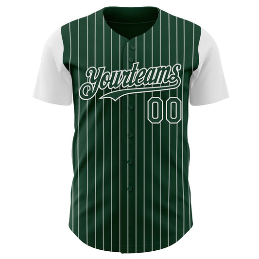 Custom Green White Pinstripe White Authentic Two Tone Baseball Jersey - Sky-Custom