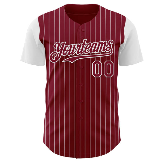 Custom Crimson White Pinstripe White Authentic Two Tone Baseball Jersey - Sky-Custom