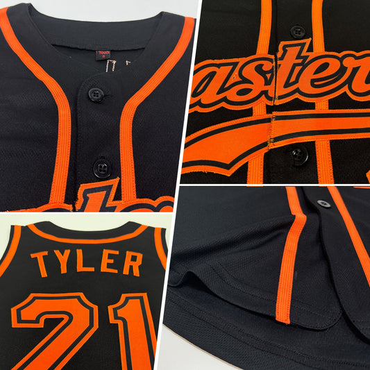 Custom Black Orange Authentic Sleeveless Baseball Jersey - Sky-Custom