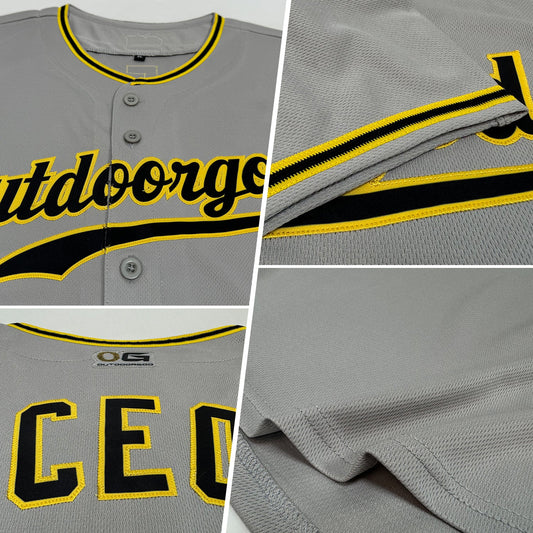 Custom Gray Black-Gold Authentic Sleeveless Baseball Jersey - Sky-Custom