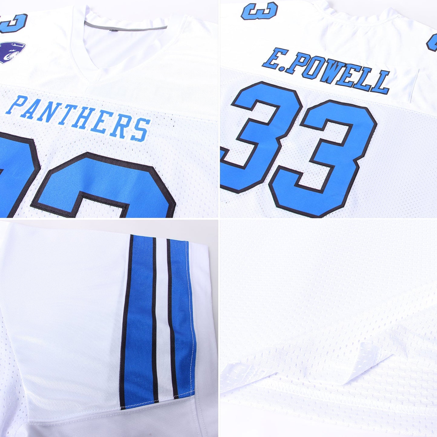 Custom White Royal-Black Mesh Authentic Football Jersey - Sky-Custom