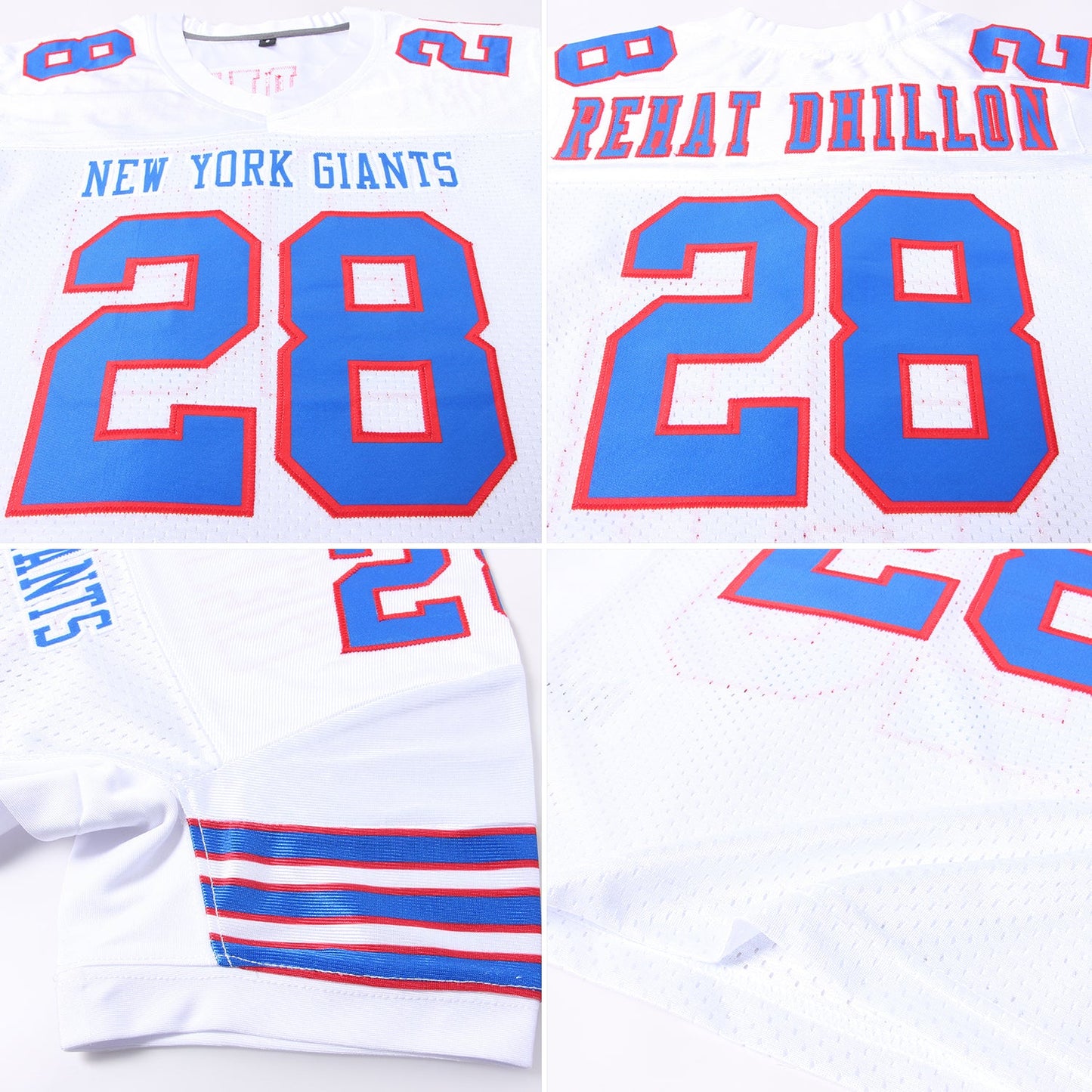 Custom White Royal-Red Mesh Authentic Football Jersey - Sky-Custom