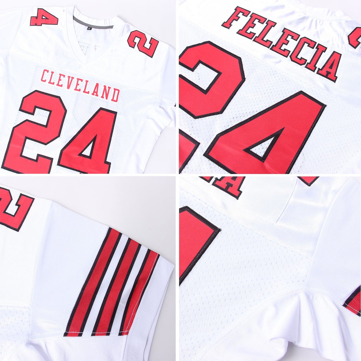 Custom White Red-Black Mesh Authentic Football Jersey - Sky-Custom