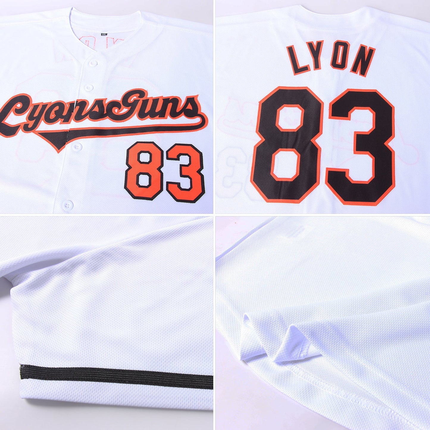 Custom White Black-Orange Authentic Baseball Jersey - Sky-Custom