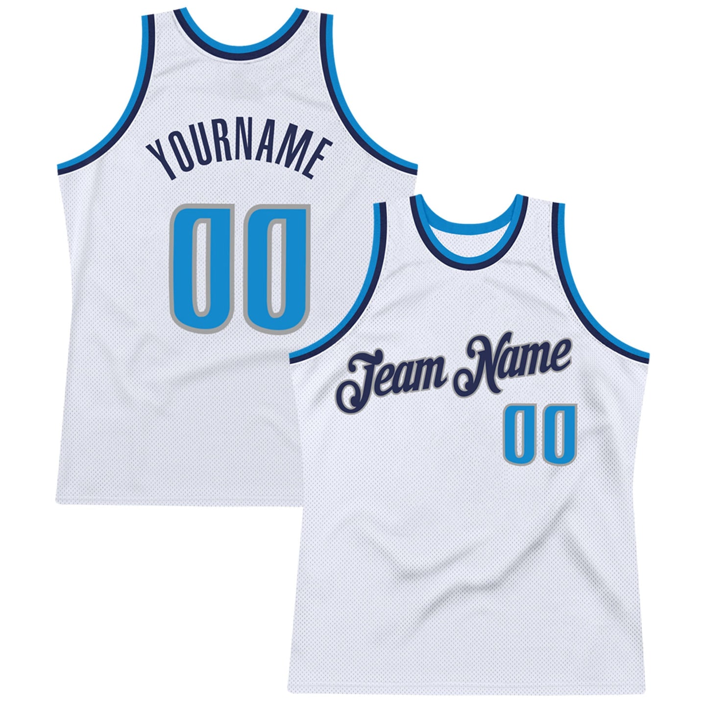 Custom White Blue-Navy Authentic Throwback Basketball Jersey - Sky-Custom