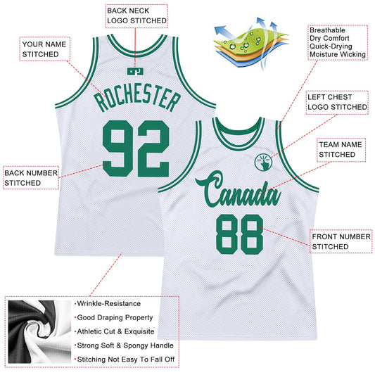 Custom White Kelly Green Authentic Throwback Basketball Jersey - Sky-Custom