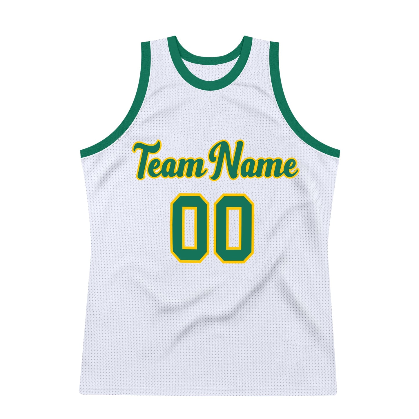 Custom White Kelly Green-Gold Authentic Throwback Basketball Jersey - Sky-Custom