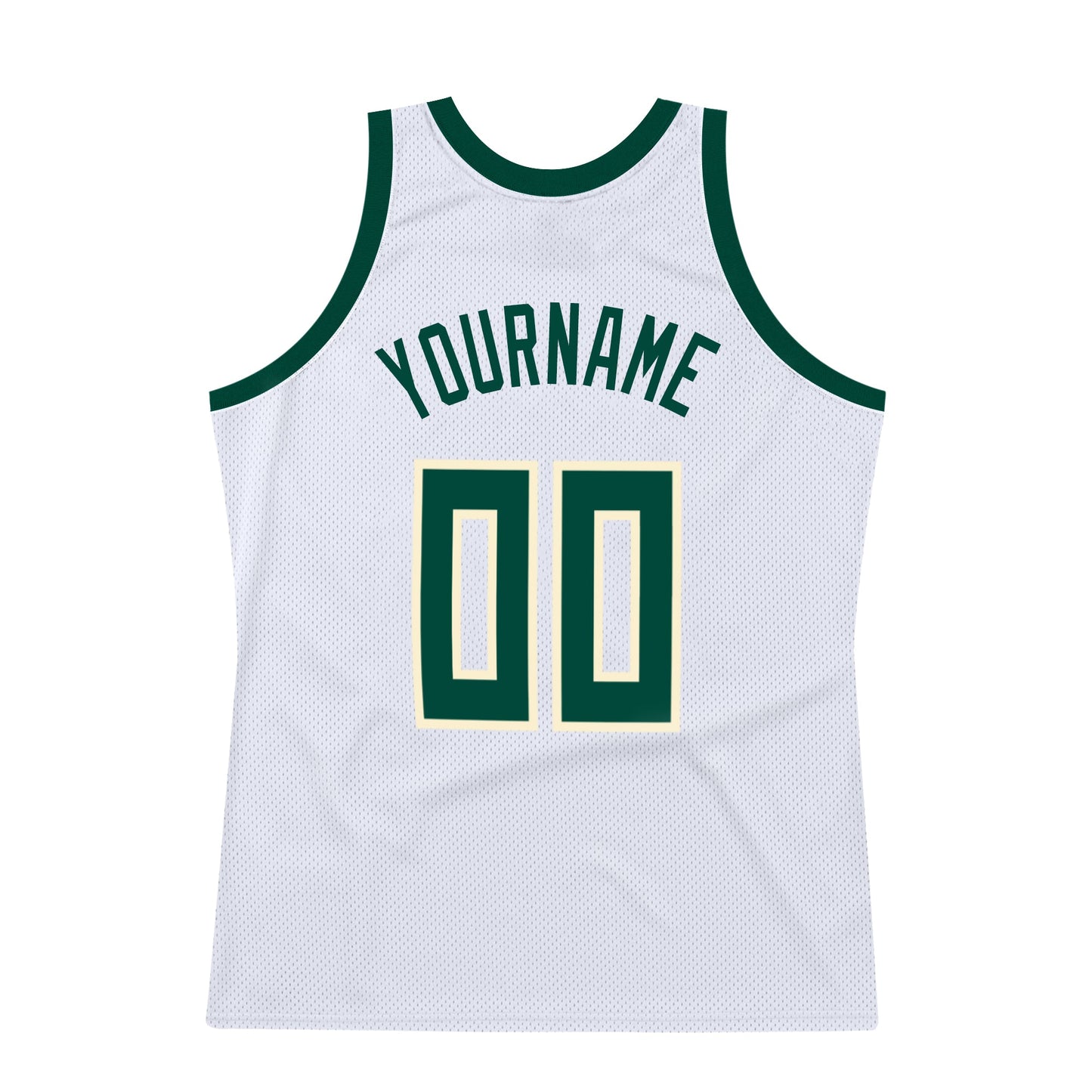 Custom White Hunter Green-Cream Authentic Throwback Basketball Jersey - Sky-Custom