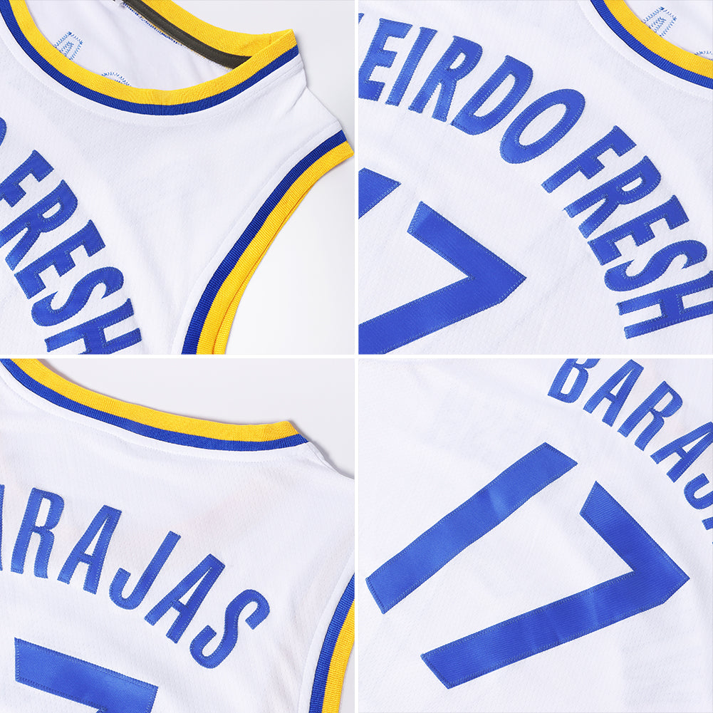 Custom White Royal-Red Authentic Throwback Basketball Jersey - Sky-Custom