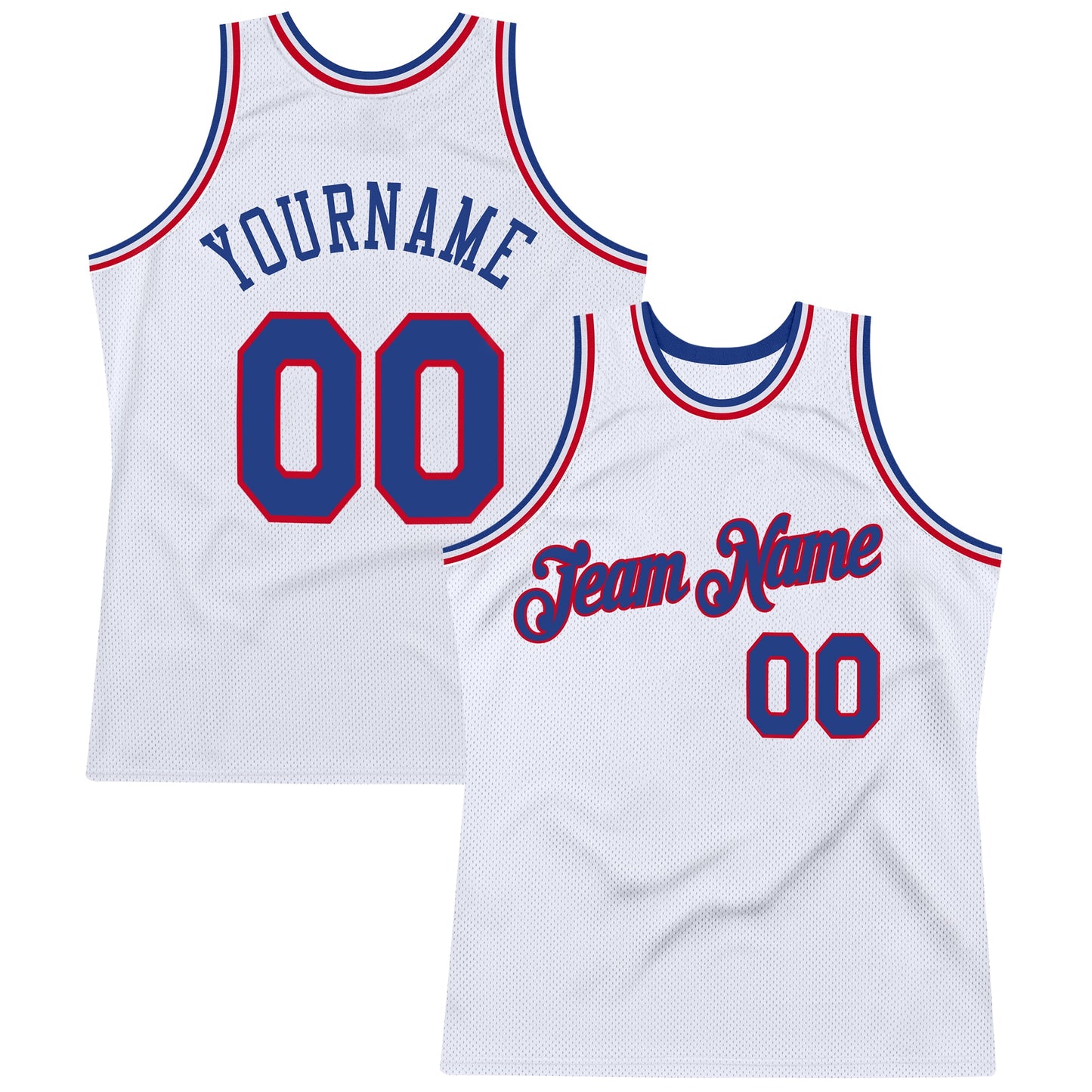 Custom White Royal-Red Authentic Throwback Basketball Jersey - Sky-Custom
