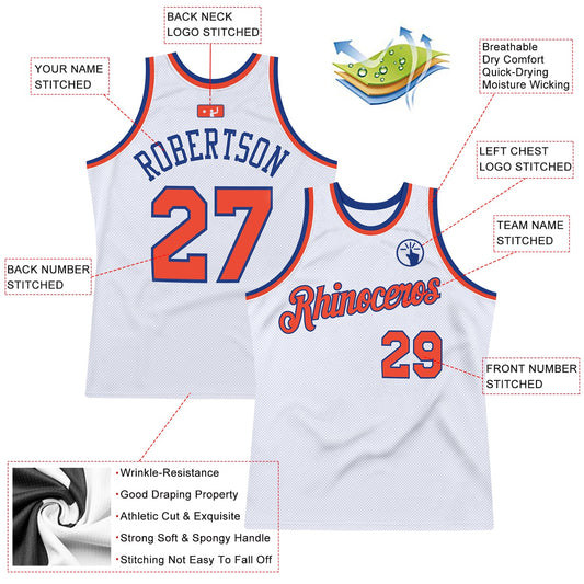 Custom White Orange-Royal Authentic Throwback Basketball Jersey - Sky-Custom