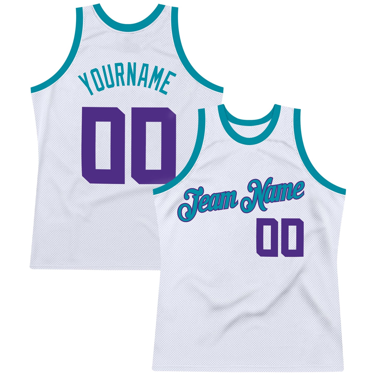 Custom White Purple-Teal Authentic Throwback Basketball Jersey - Sky-Custom
