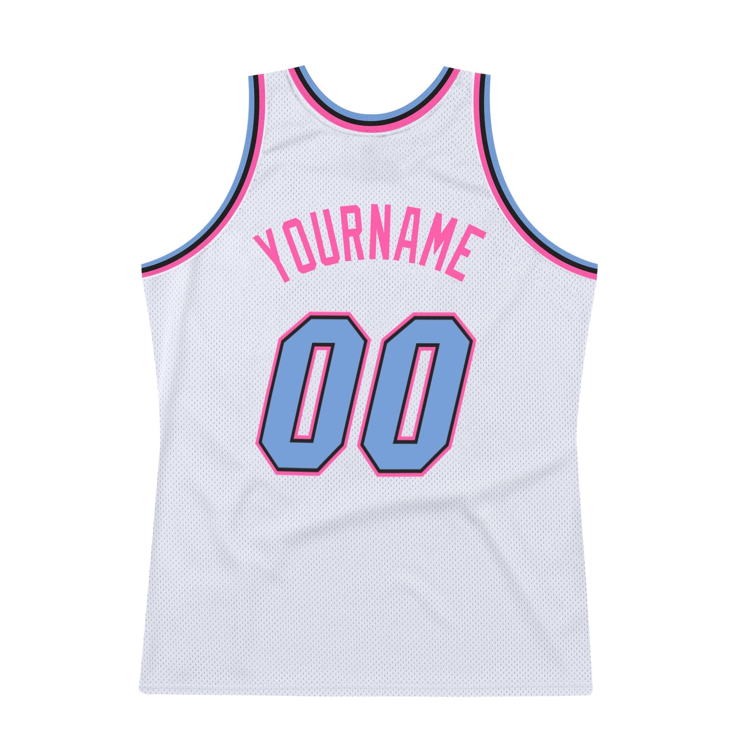 Custom White Light Blue-Pink Authentic Throwback Basketball Jersey - Sky-Custom