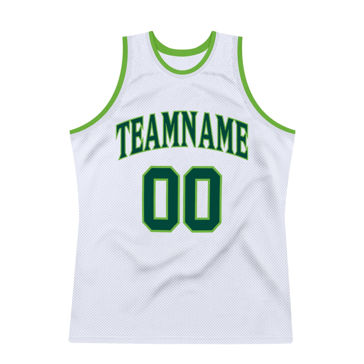 Custom White Hunter Green-Neon Green Authentic Throwback Basketball Jersey - Sky-Custom