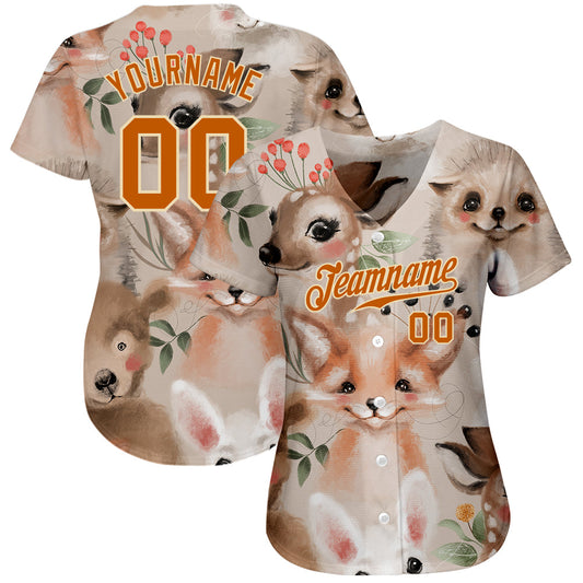 Custom White Texas Orange-Cream 3D Pattern Design Foxes Authentic Baseball Jersey - Sky-Custom