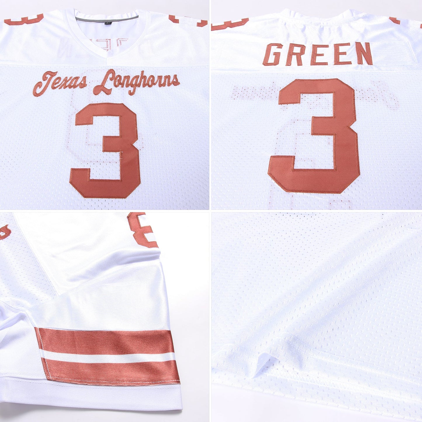 Custom White Texas Orange Mesh Authentic Football Jersey - Sky-Custom