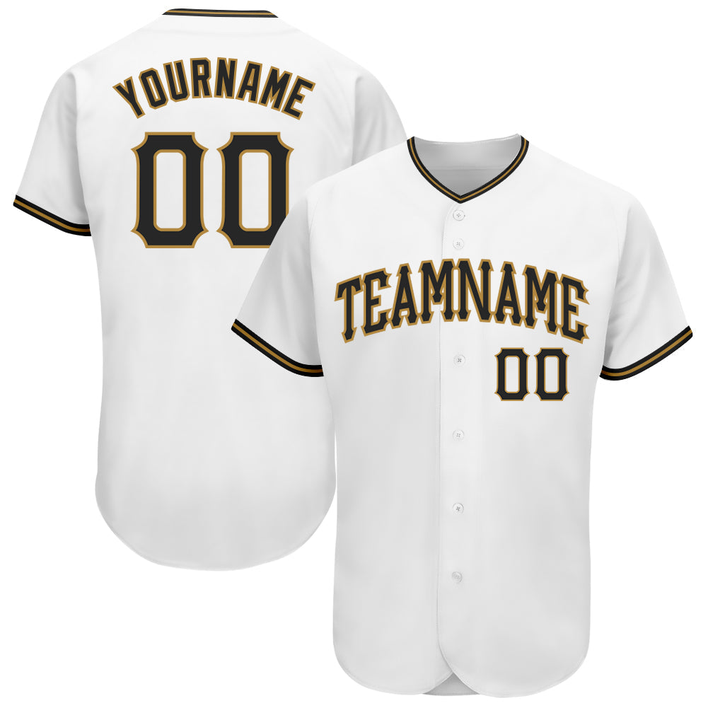 Custom White Black-Old Gold Authentic Baseball Jersey - Sky-Custom