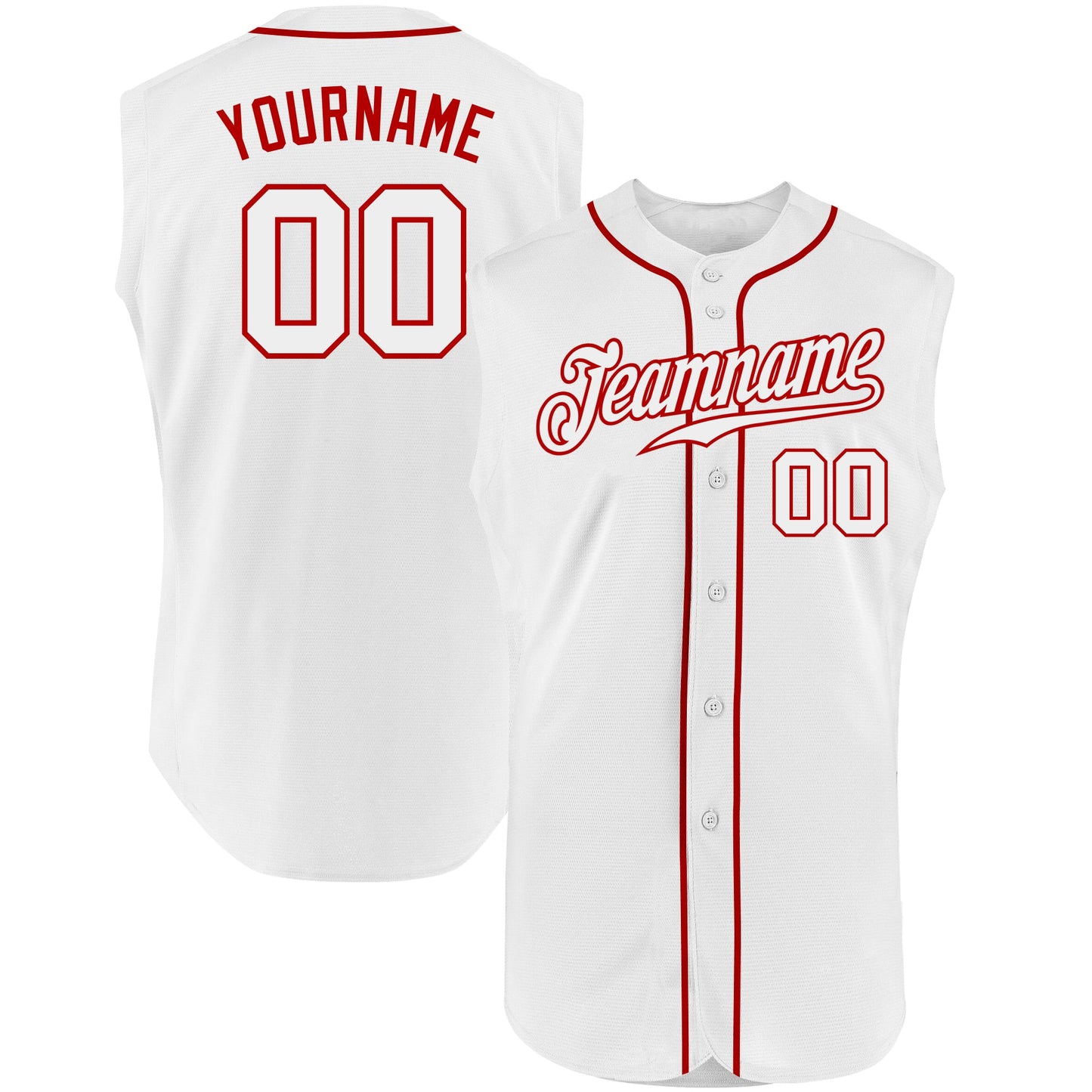 Custom White White-Red Authentic Sleeveless Baseball Jersey - Sky-Custom
