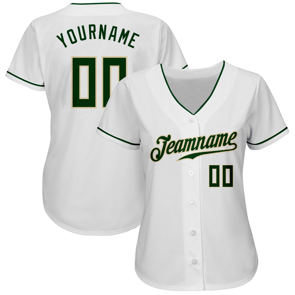 Custom White Green-Cream Authentic Baseball Jersey - Sky-Custom