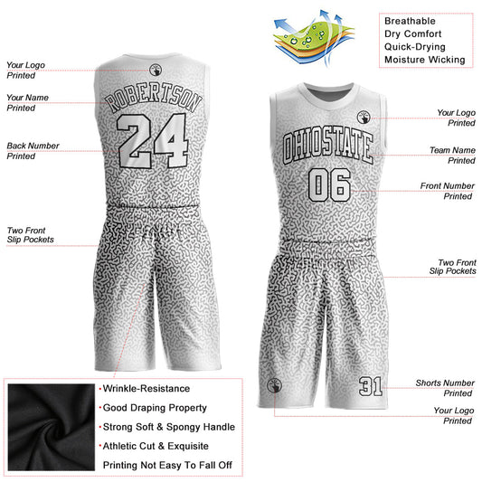 Custom White White-Black Round Neck Sublimation Basketball Suit Jersey - Sky-Custom