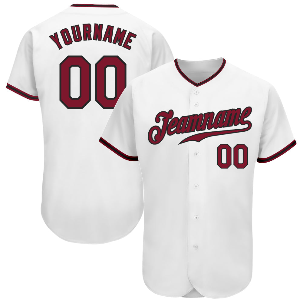 Custom White Crimson-Black Authentic Baseball Jersey - Sky-Custom