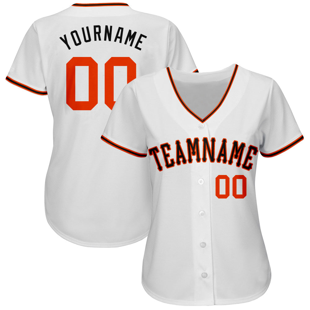 Custom White Orange-Black Authentic Baseball Jersey - Sky-Custom