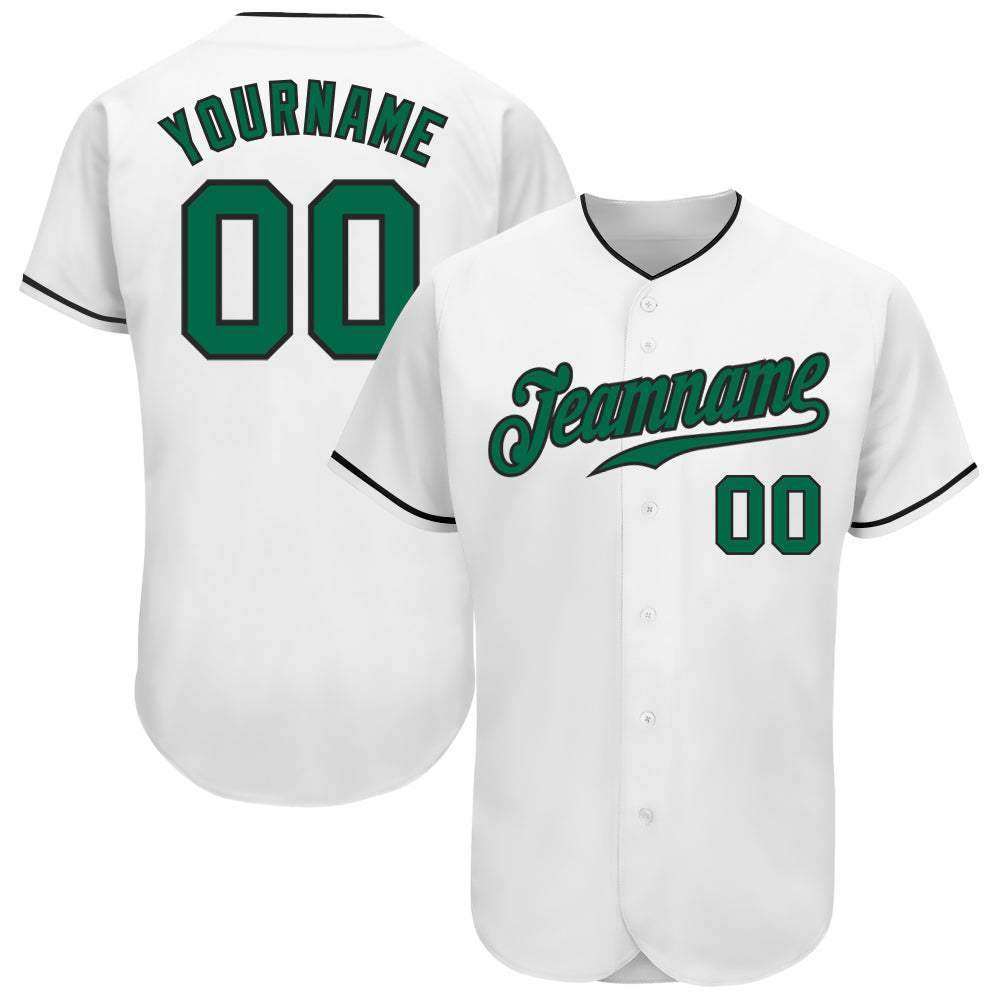 Custom White Kelly Green-Black Authentic Baseball Jersey - Sky-Custom